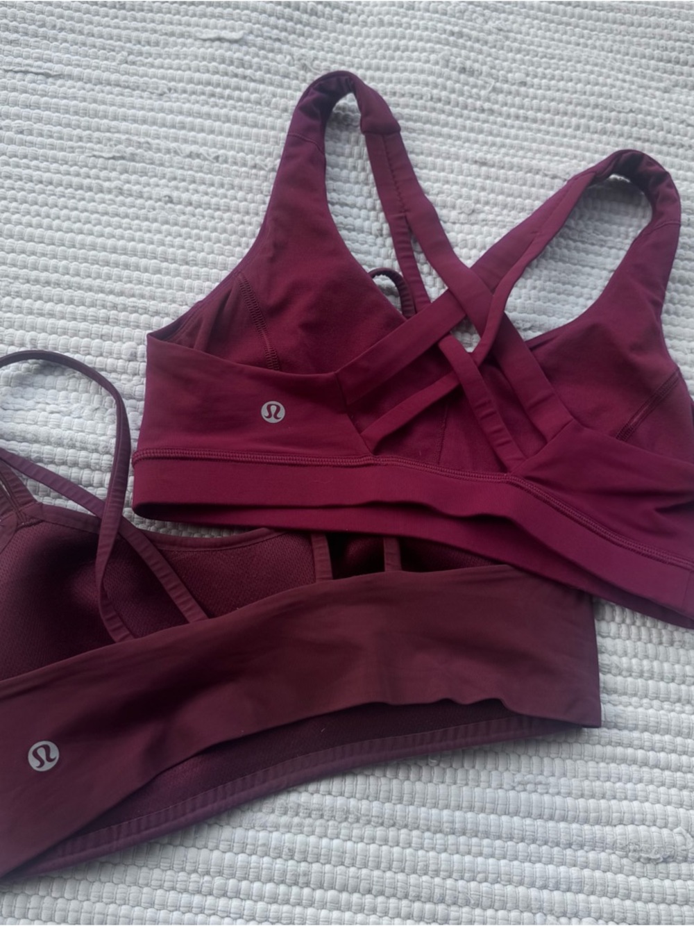 Lululemon Burgundy Sports Bra Bundle Sz 6 Strappy Light Support 2pc - Picture 2 of 14